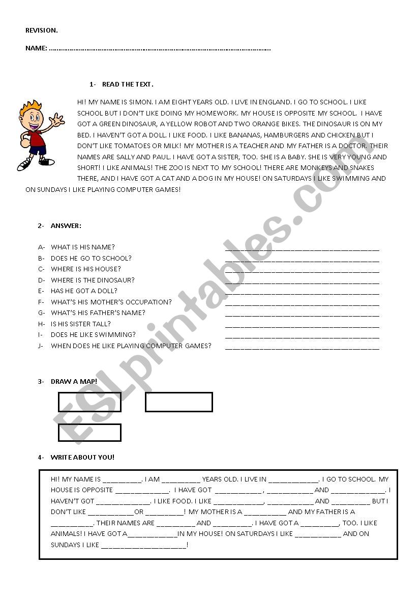 LET´S READ AND WRITE! - ESL worksheet by anapauladopazo