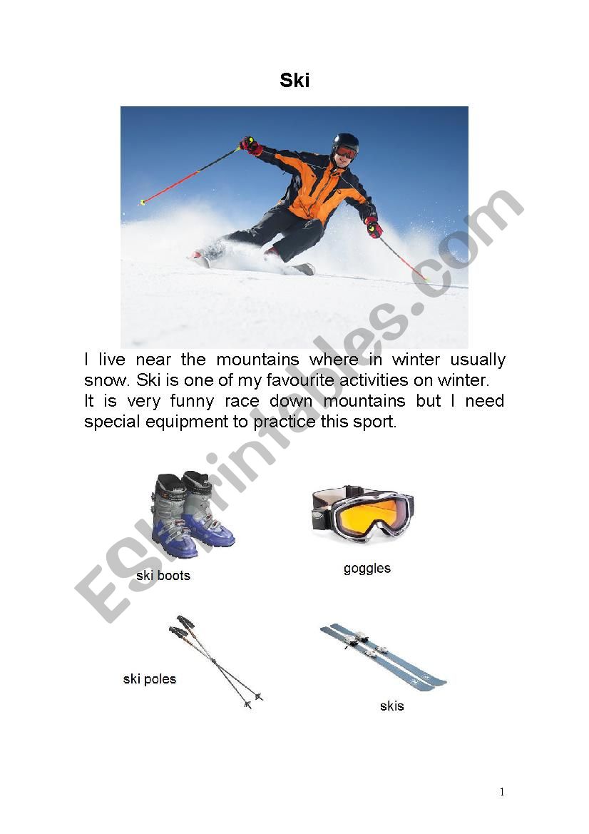 Winter activities worksheet