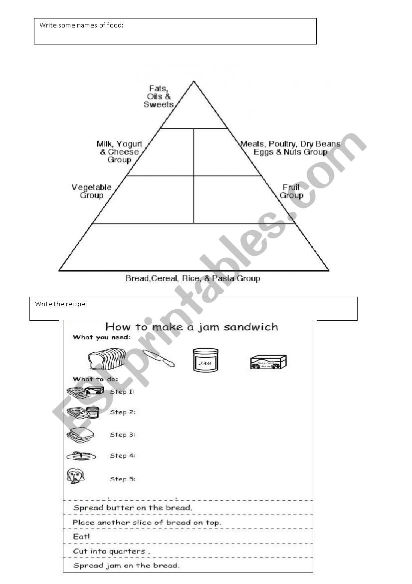 Food (I like, I dont like) worksheet