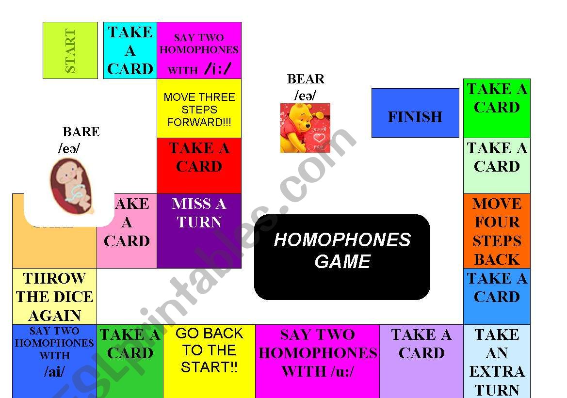 HOMOPHONES GAME (PHONETICS) worksheet