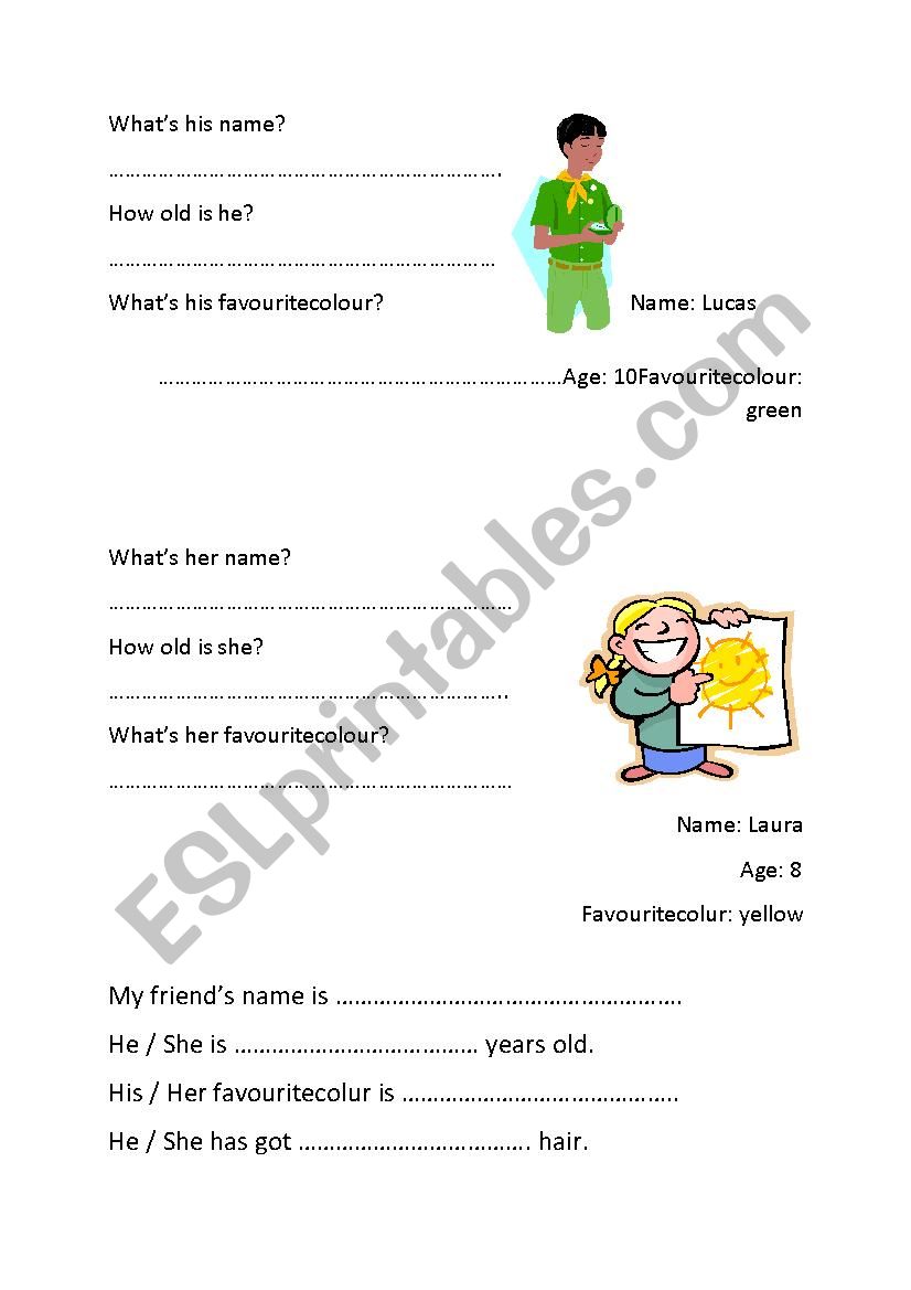 Describing person worksheet