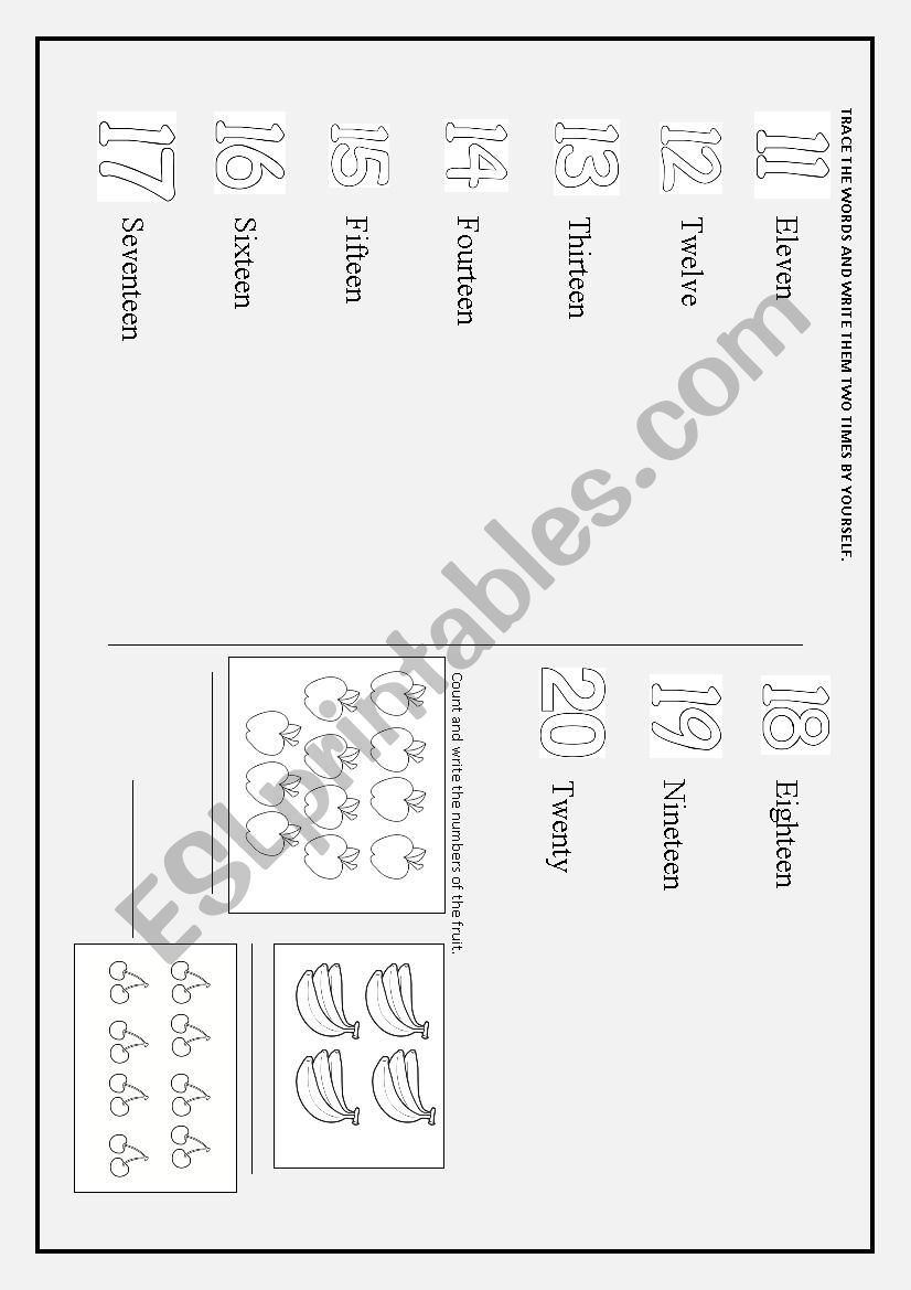 Numbers 11-20 worksheet