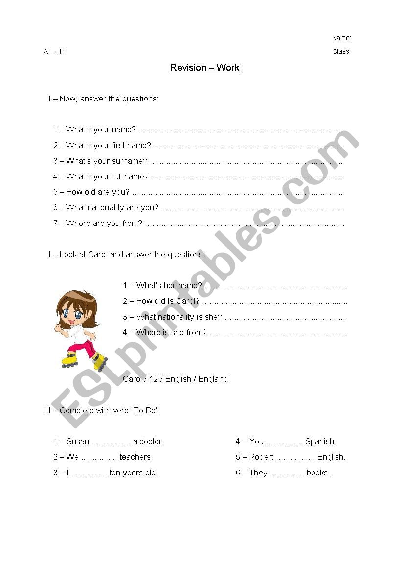 to be worksheet