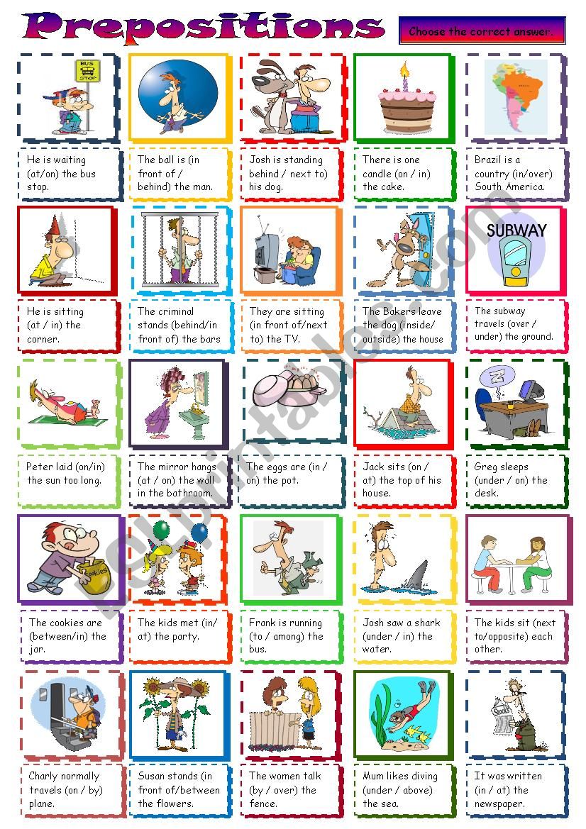 Prepositions of Place worksheet