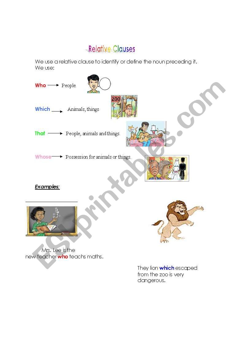 relative clauses worksheet