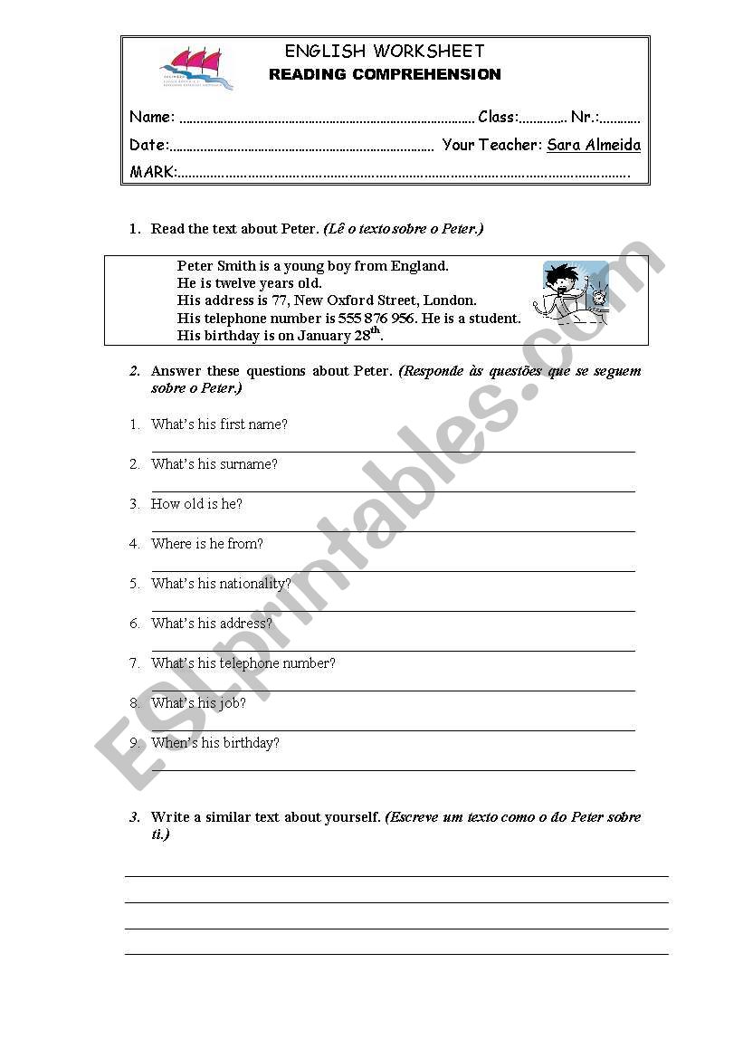 reading comprehension worksheet 5th grade