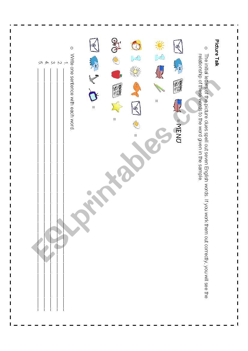 Picture Clues worksheet