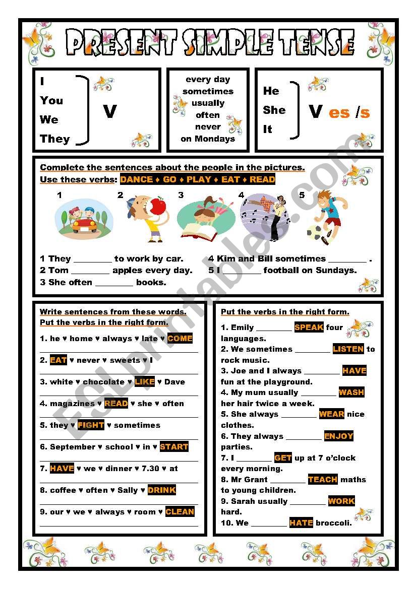 PRESENT SIMPLE TENSE worksheet