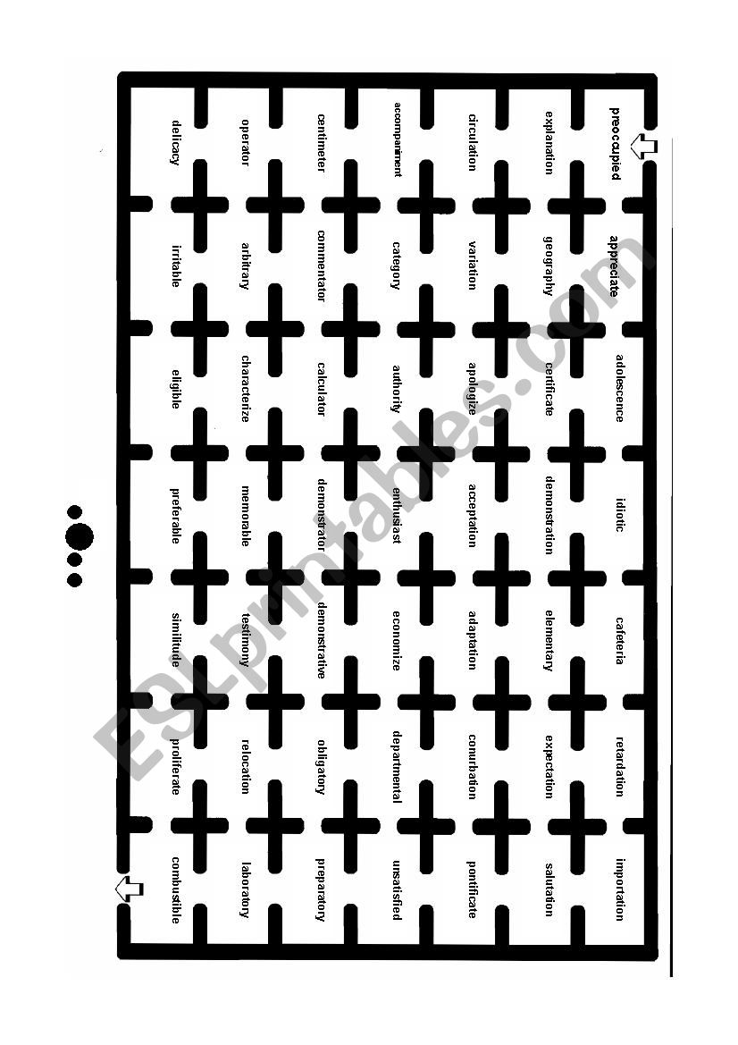 4 syllable pronunciation maze worksheet