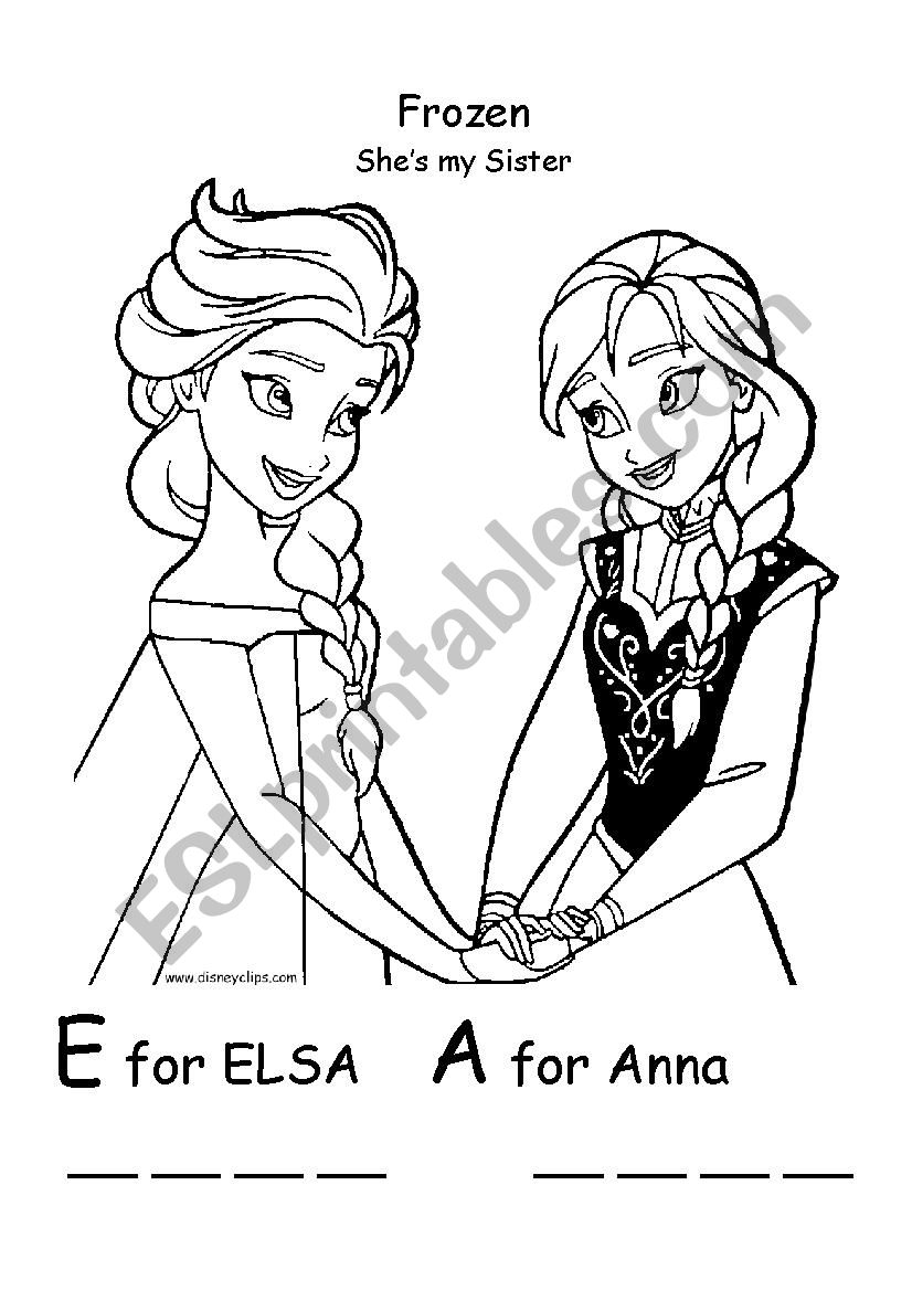 Alphabet Frozen Movie E for Elsa and A for Anna