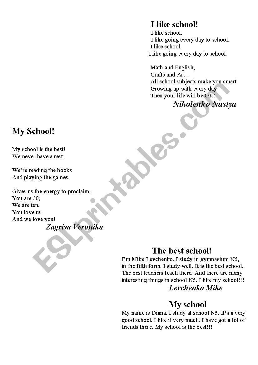 kidspoems worksheet