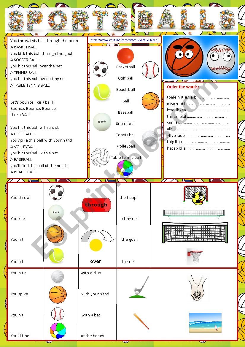 SPORTS BALLS worksheet