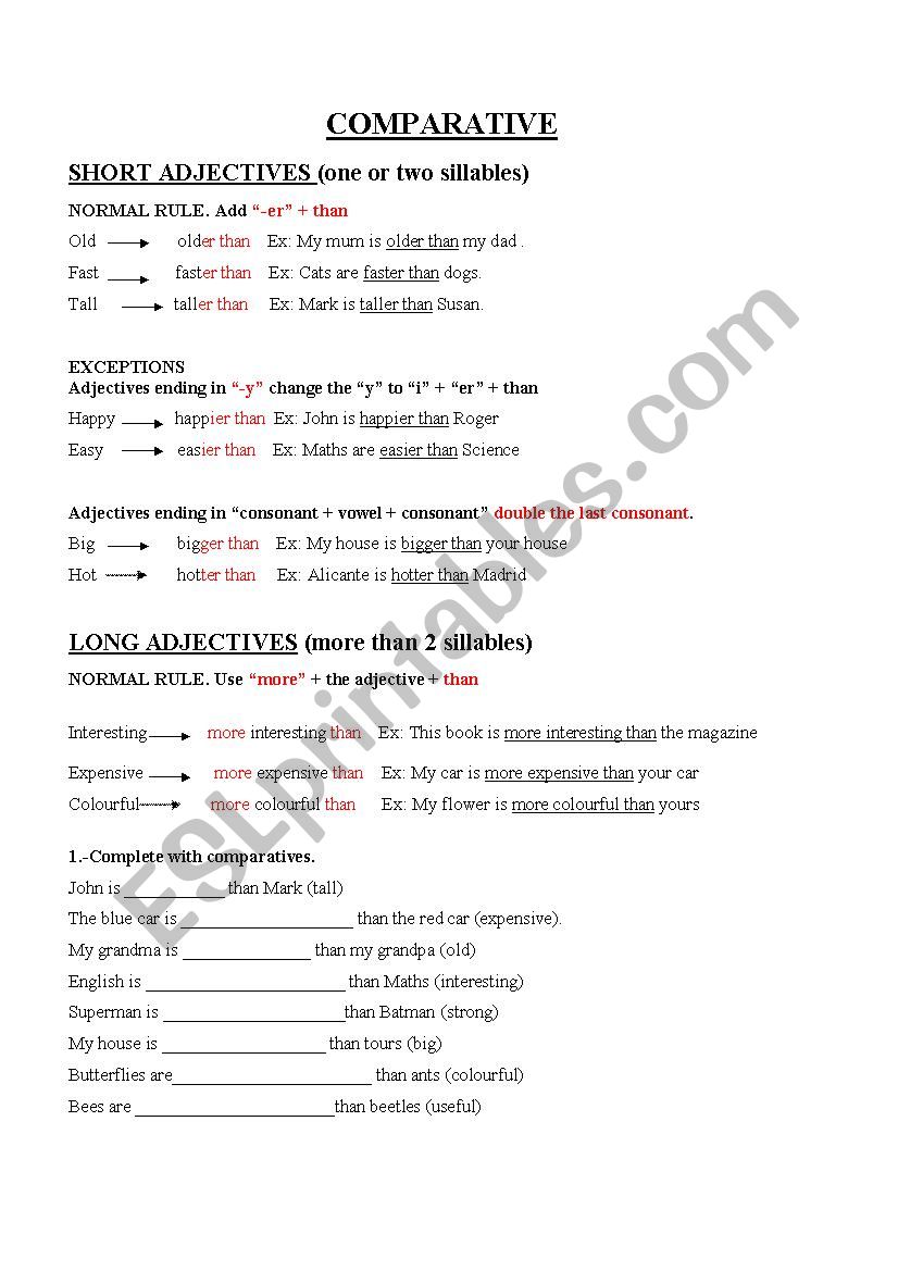 Comparatives and Superlatives grammar use