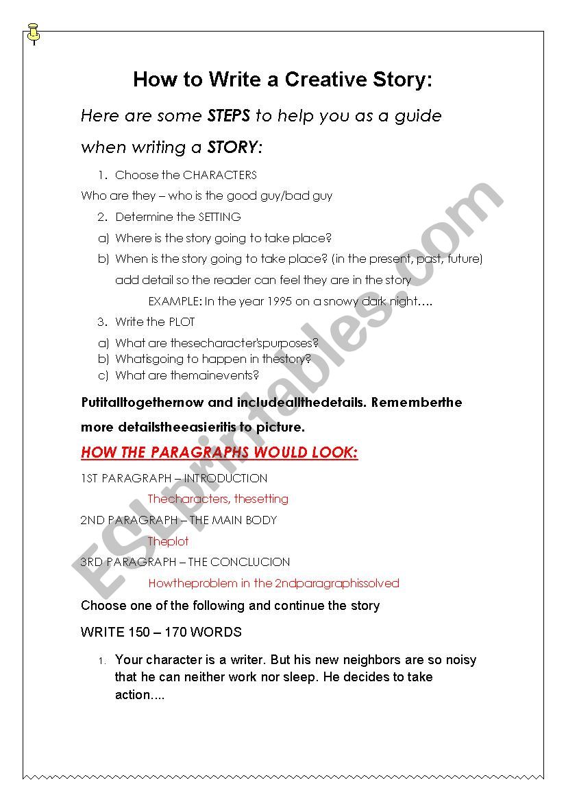 Creative Writing - How to worksheet