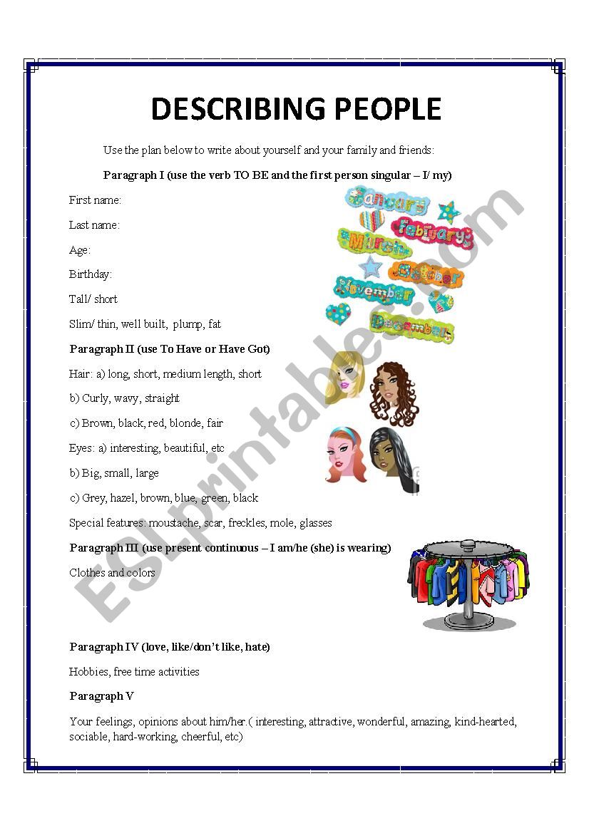 Describing People worksheet