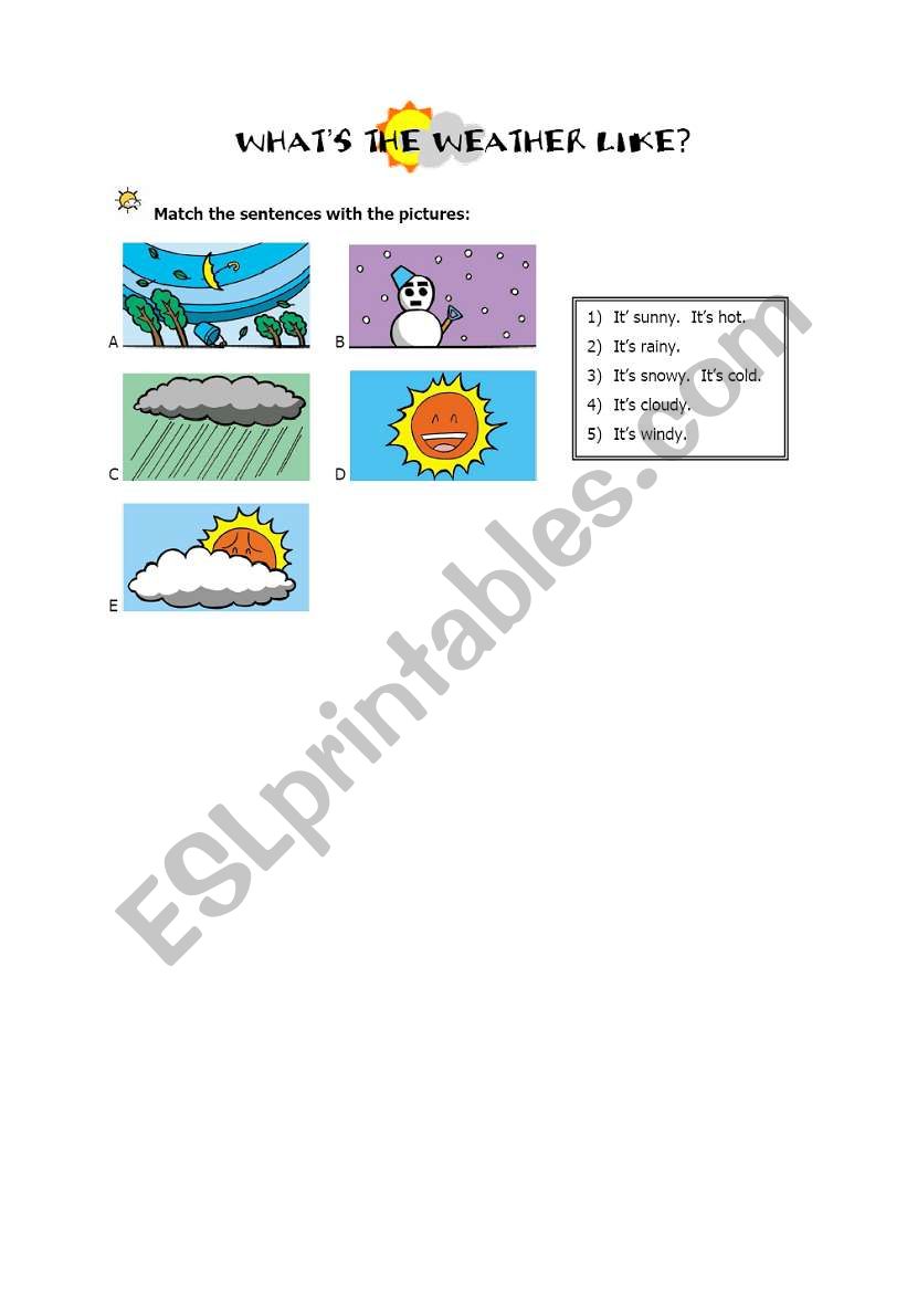 What is the weather like? 1/3 worksheet