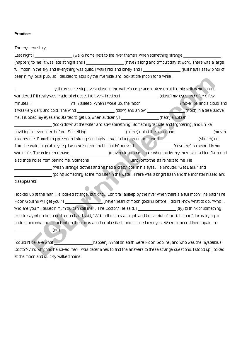 Past tenses worksheet