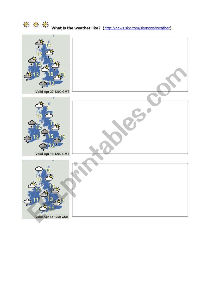 What is the weather like? 3/3 worksheet