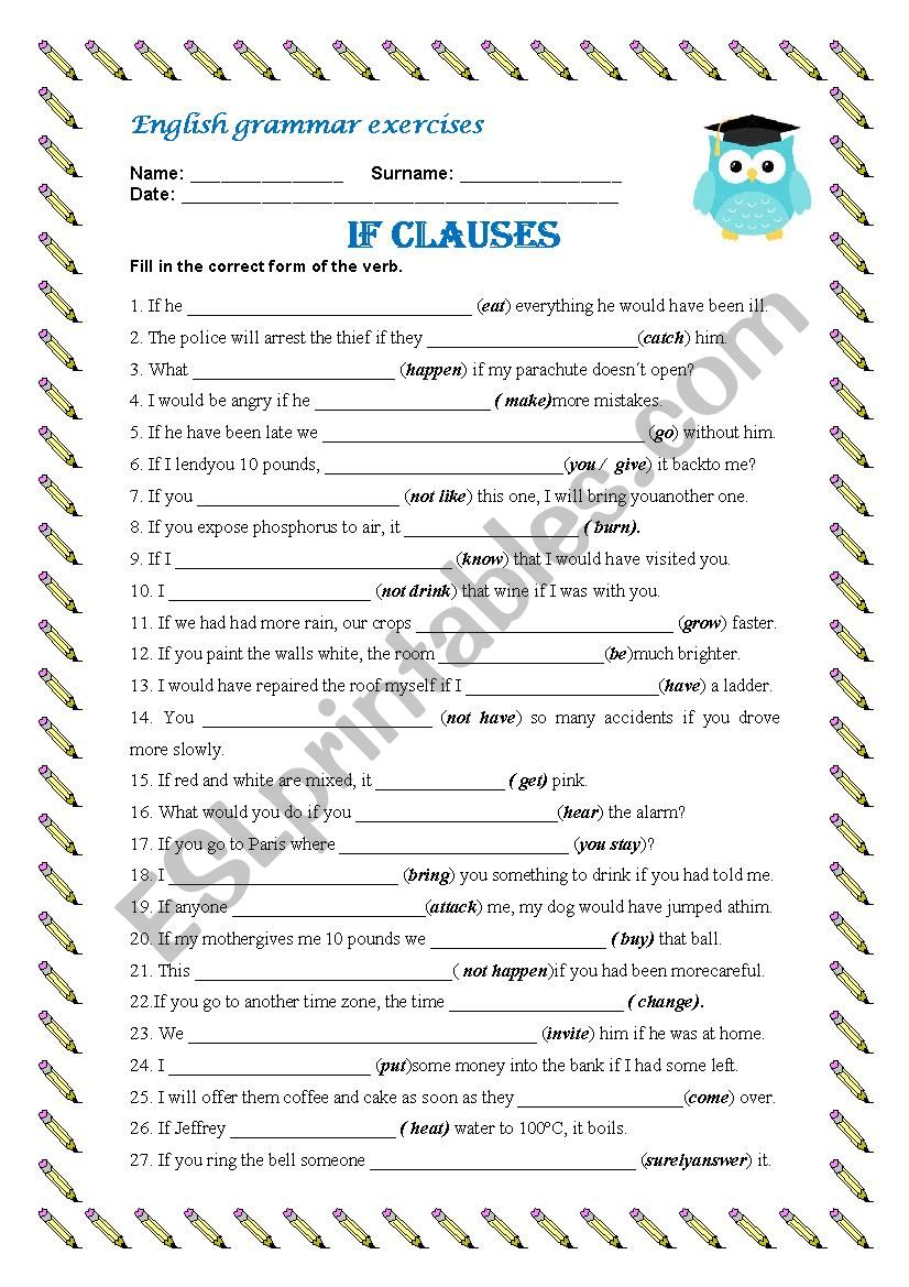 If Clauses worksheet