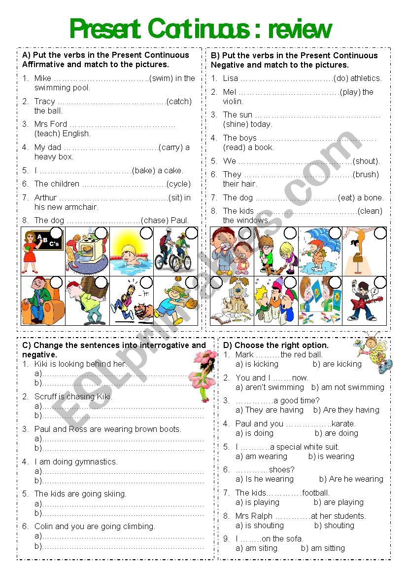 Present Continuous Review worksheet