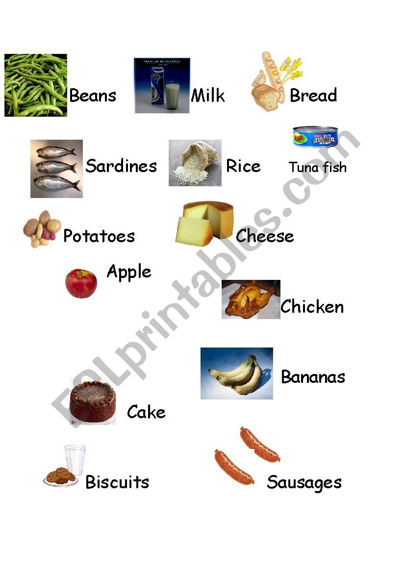 Things to eat worksheet