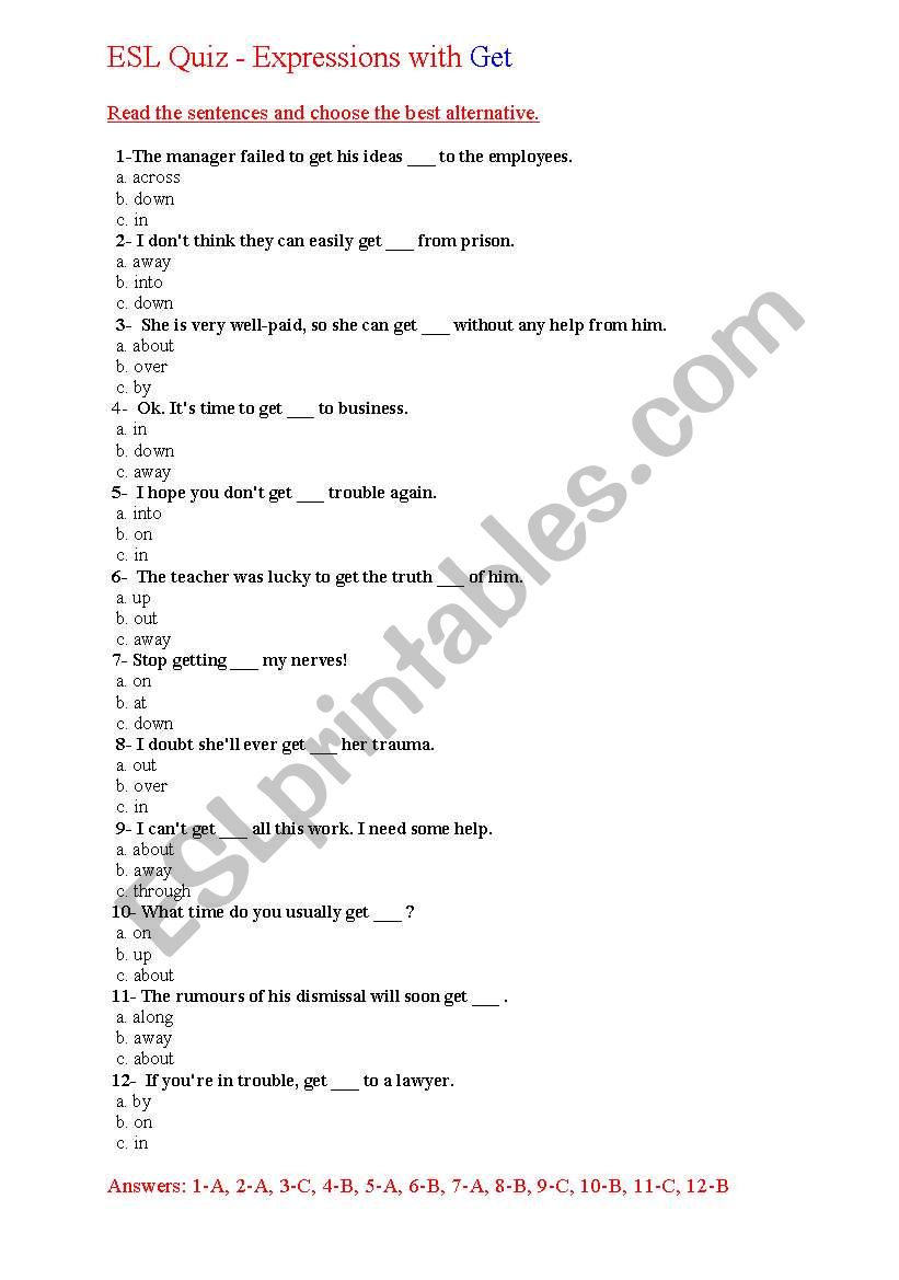 esl quiz with get worksheet