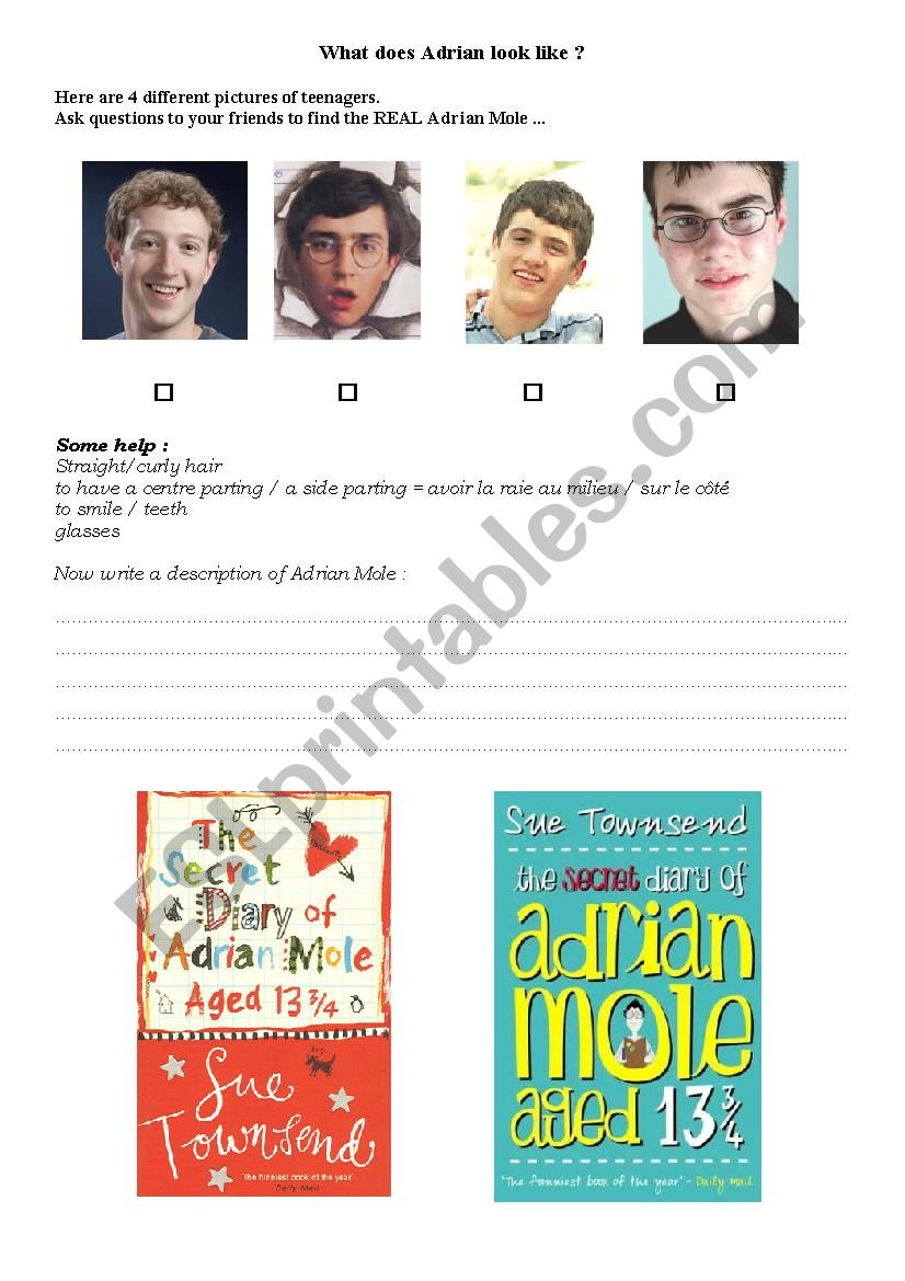 Adrian Mole worksheet worksheet