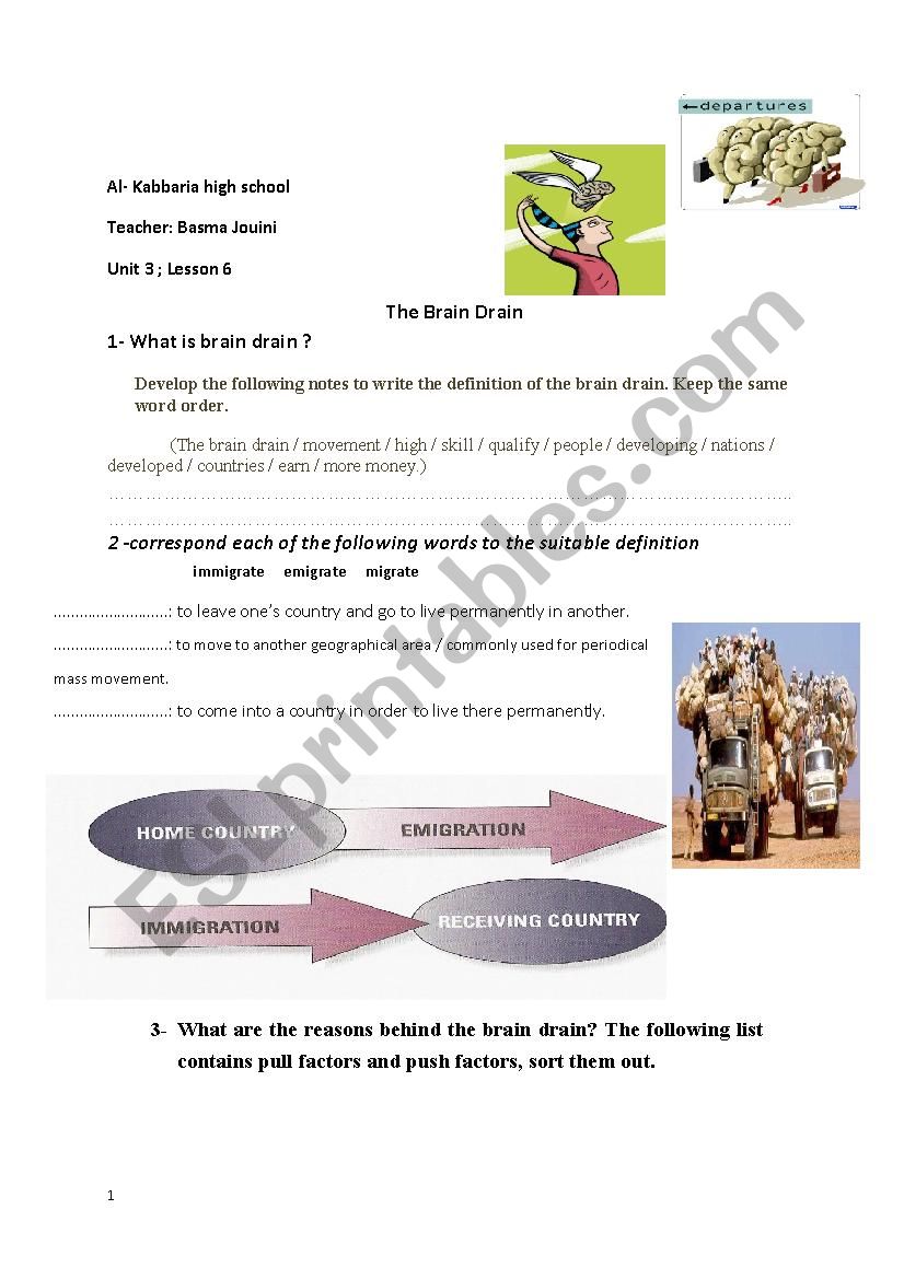 brain drain worksheet