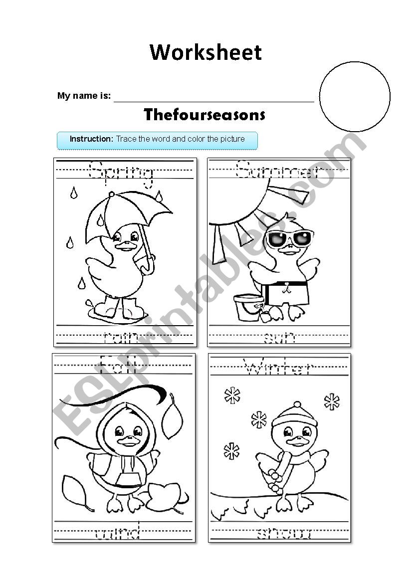 Seasons of the year worksheet