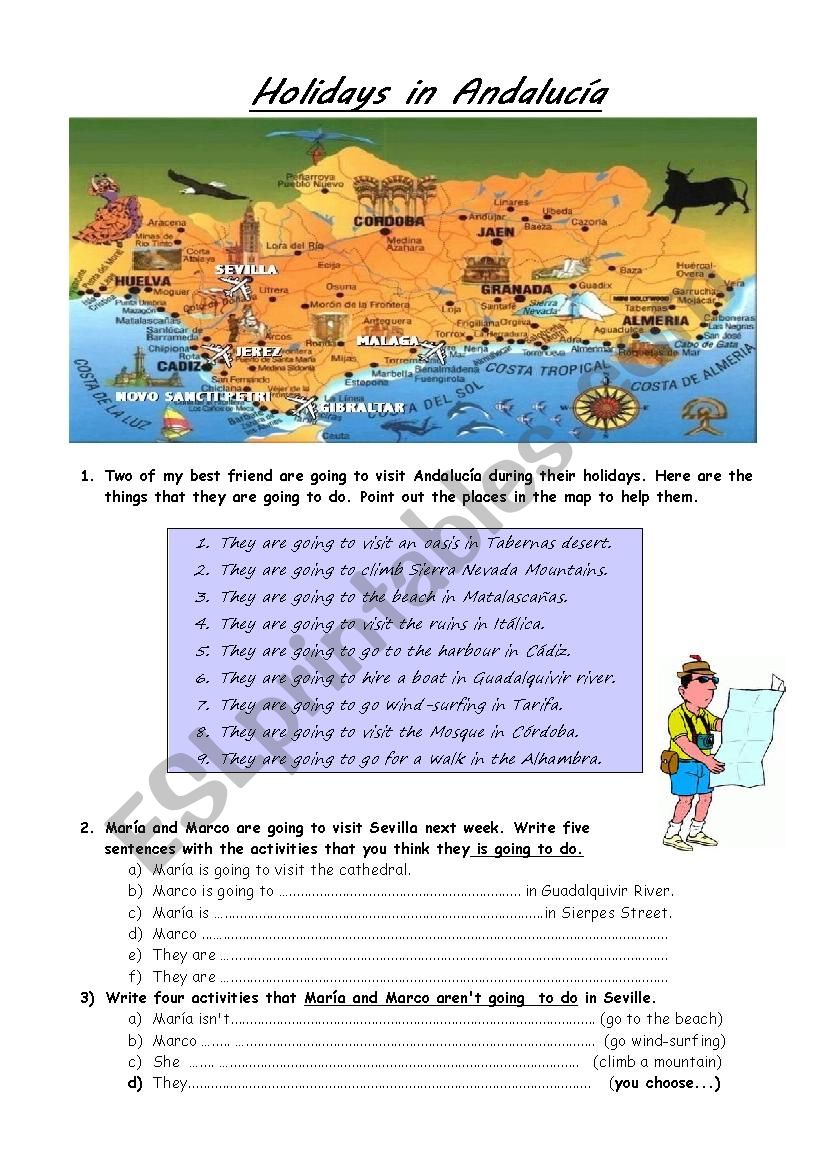 Holidays in Andaluca worksheet