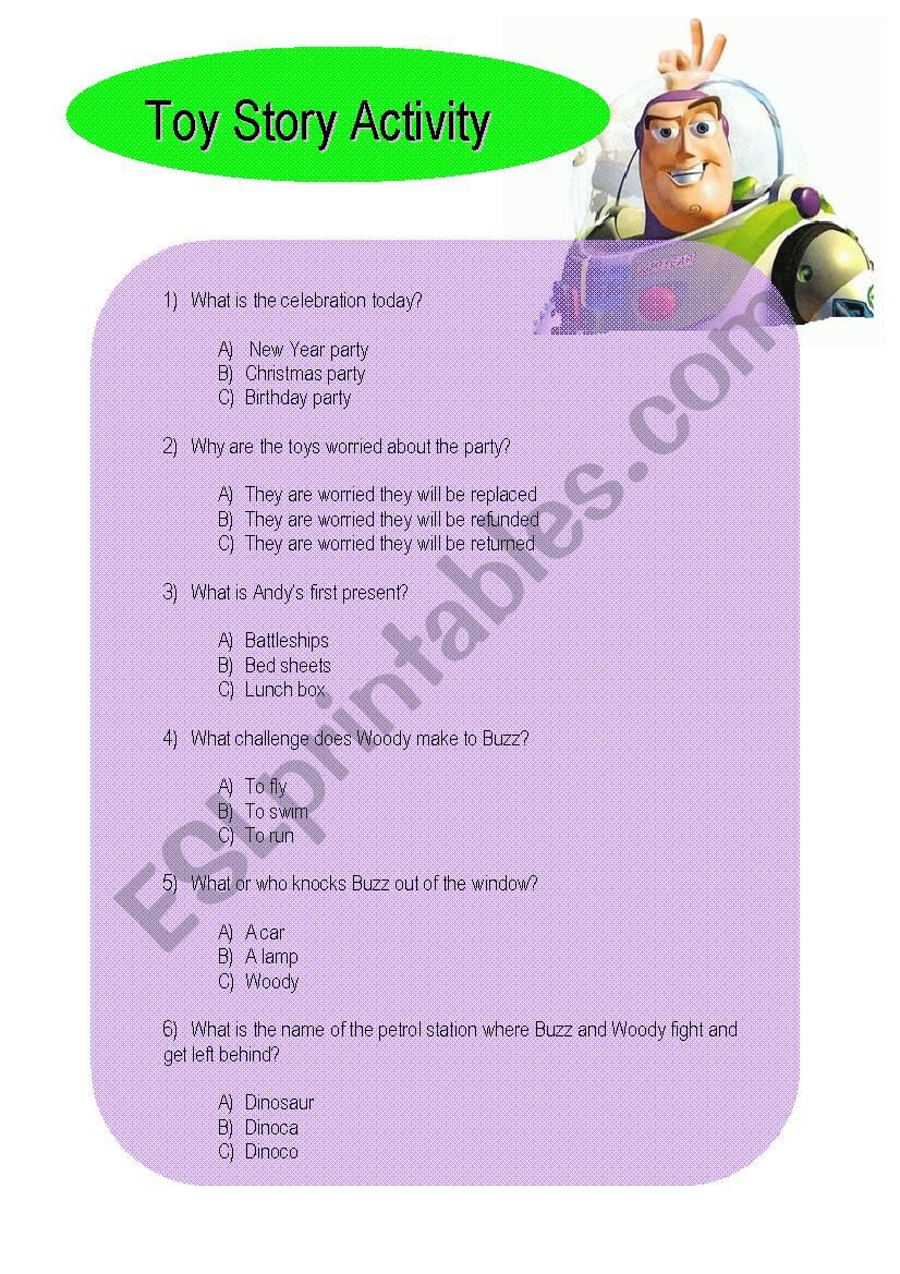 Complete Toy Story Movie Activity