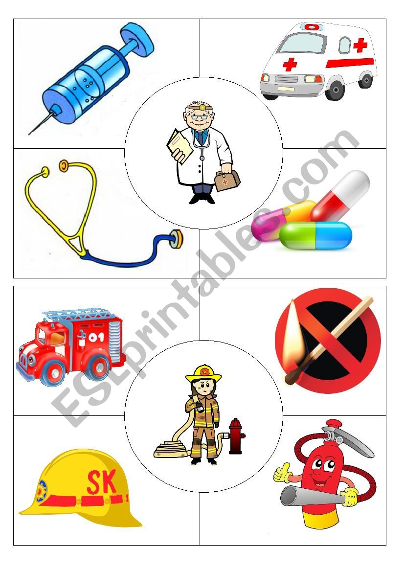 Job Puzzles Doctor&Fireman worksheet