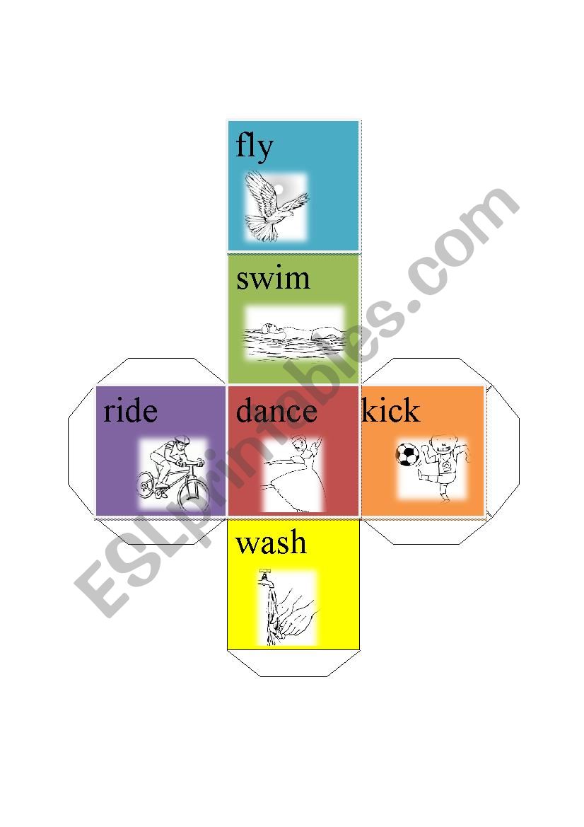 action verb dice-fly swim dance wash ride kick 2