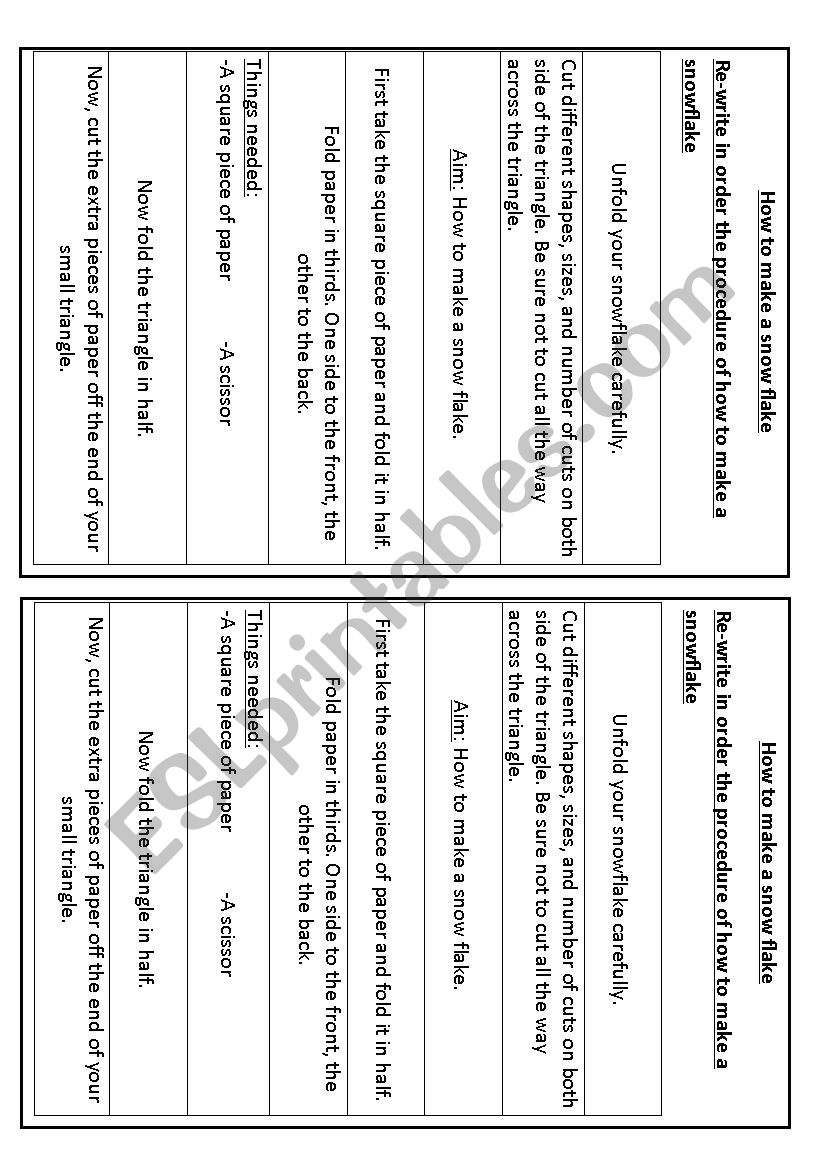 Procedure writing worksheet