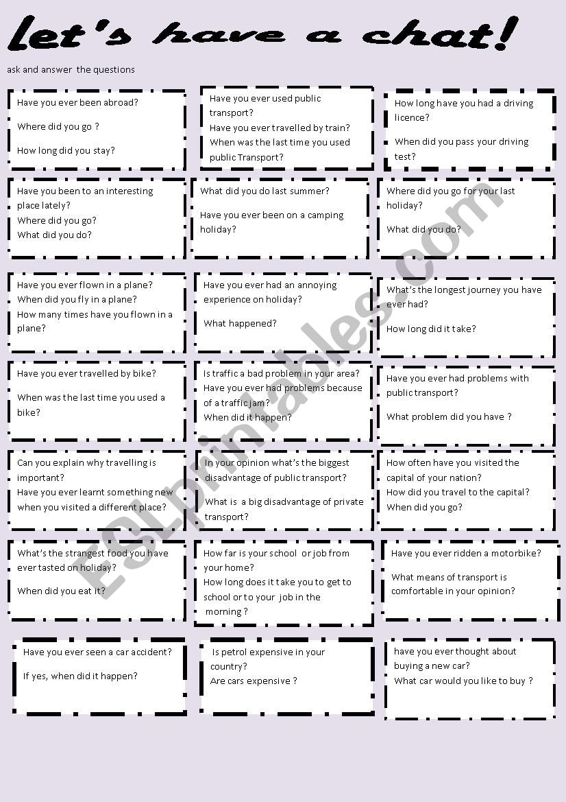 letÂ´s have a chat  worksheet