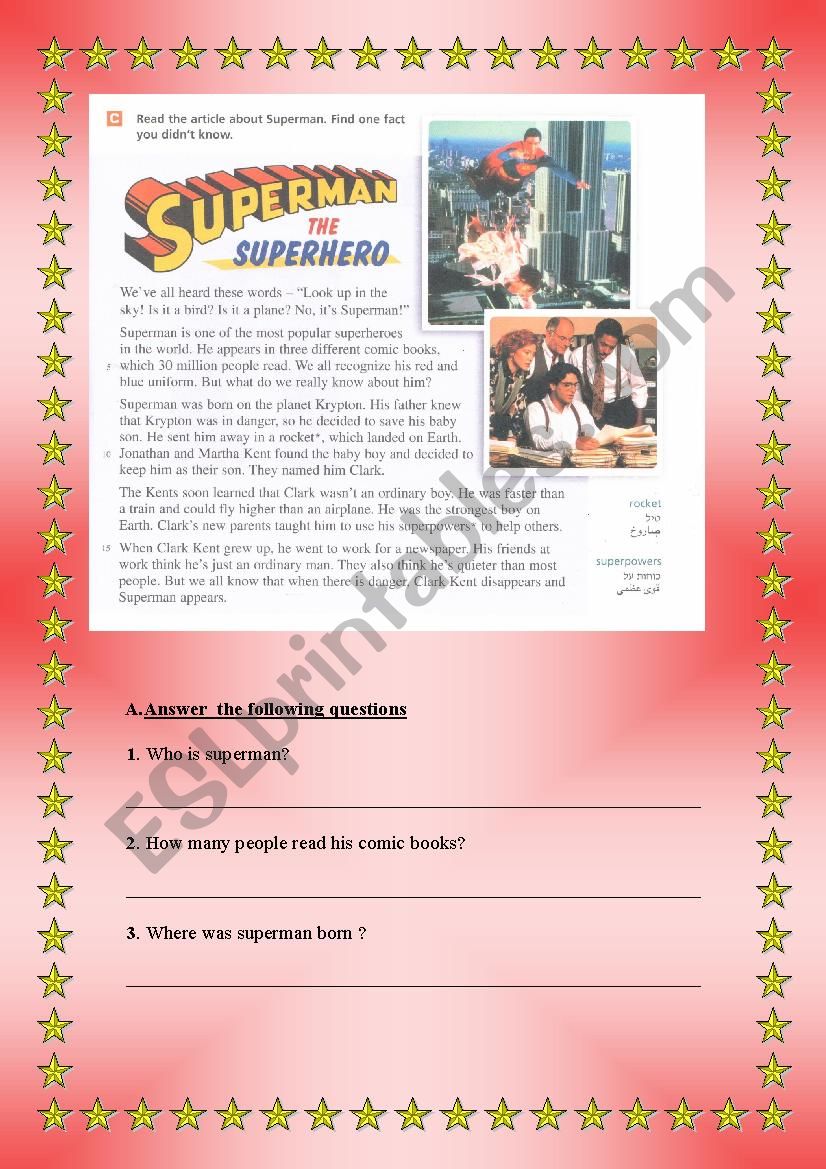 Superman  worksheet