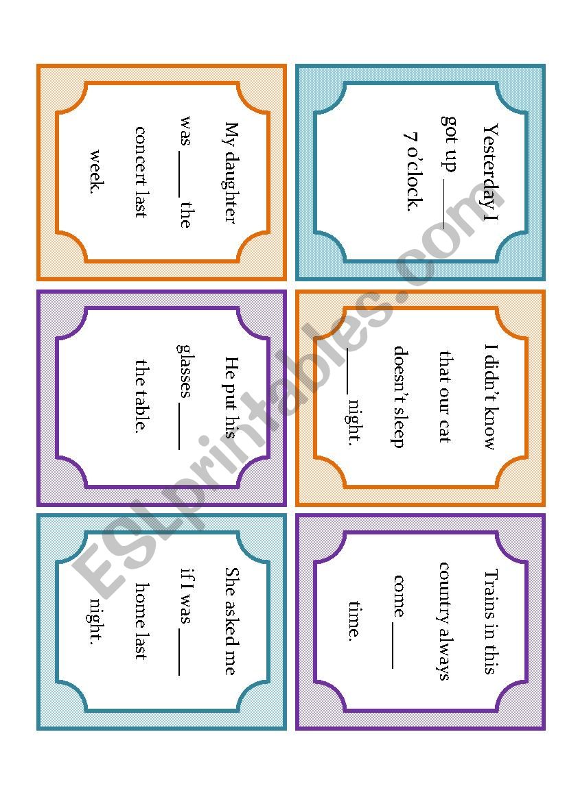 Prepositions_Past Simple Cards