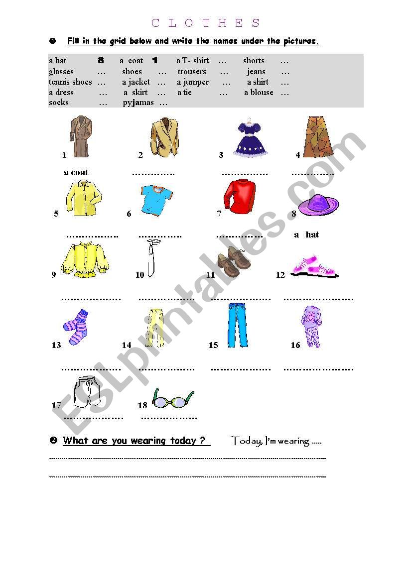 Clothes worksheet