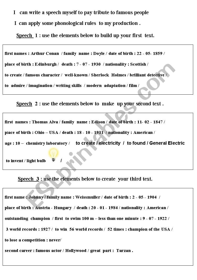 I can write a speech - ESL worksheet by MULLER