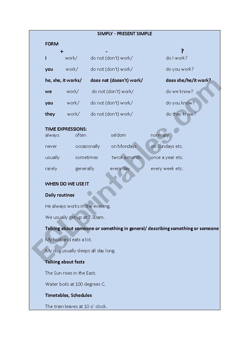 SIMPLY - Present Simple worksheet