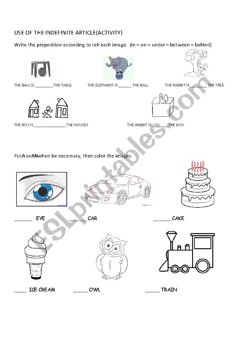 A / An indefinite articles. (Activity)