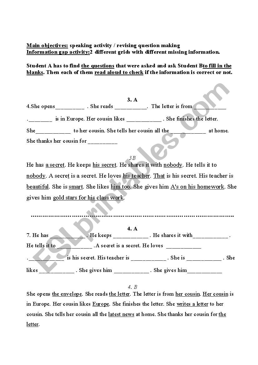 SPEAKING PURPOSE worksheet