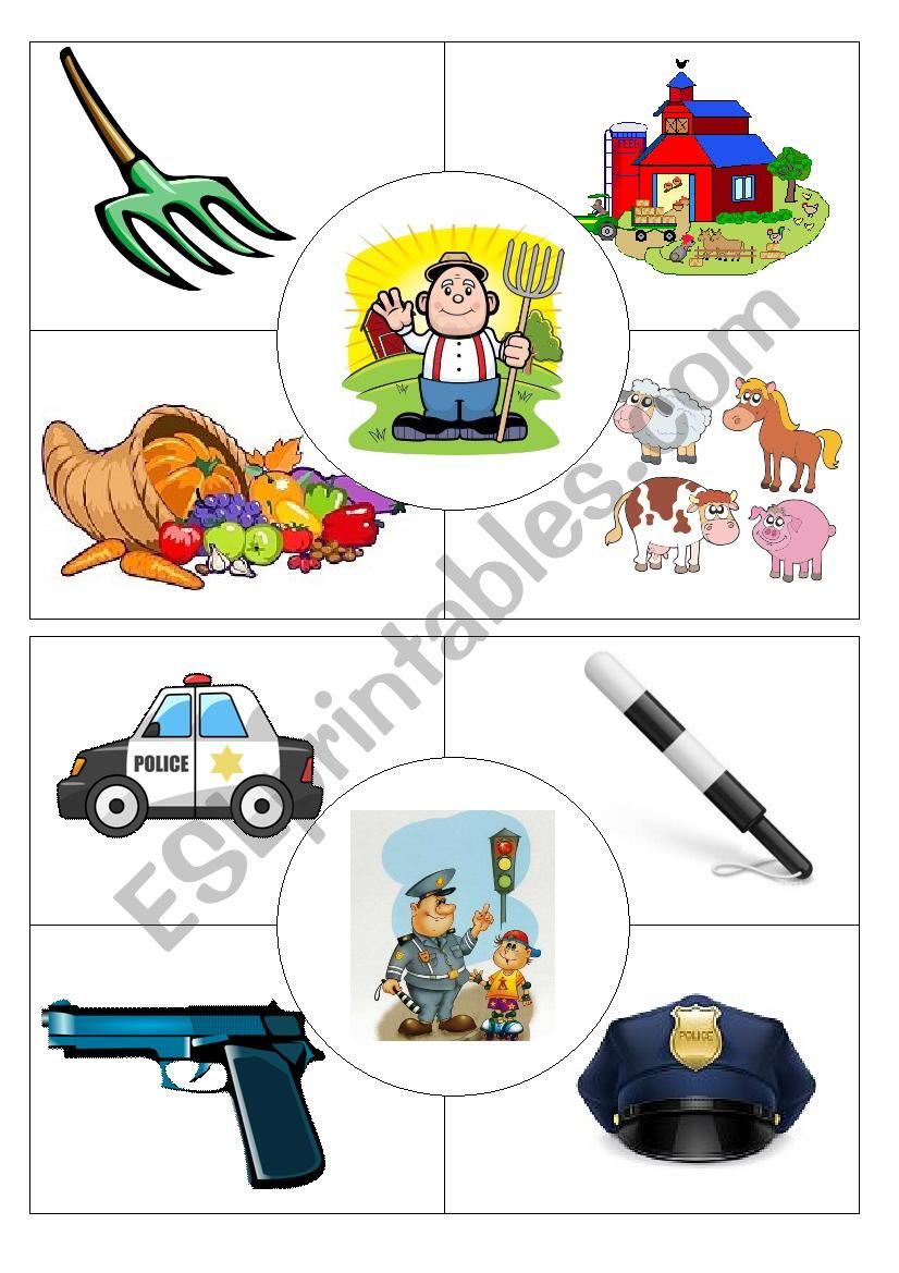 Job puzzles Farmer&Policeman worksheet