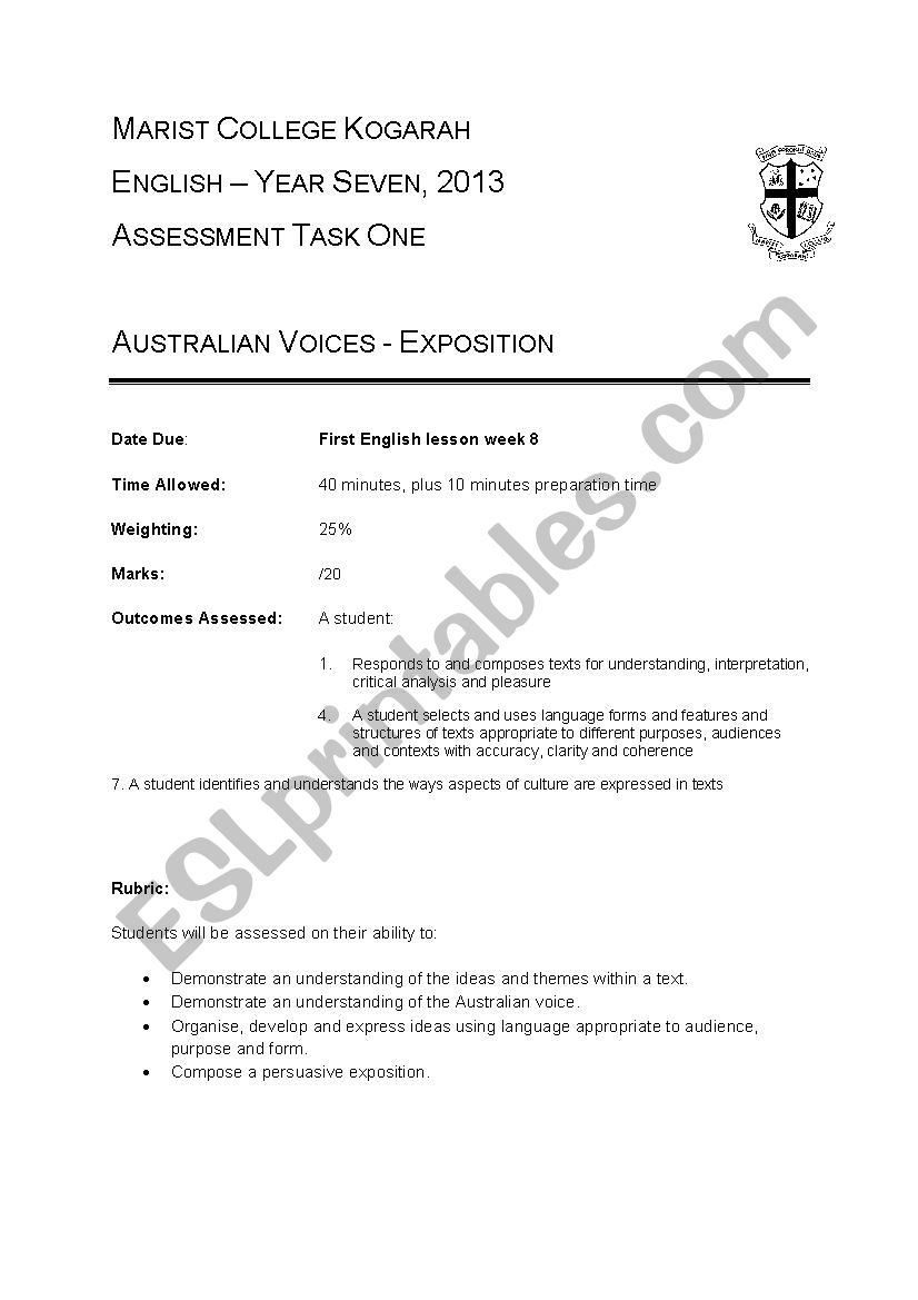 Australian Voices worksheet