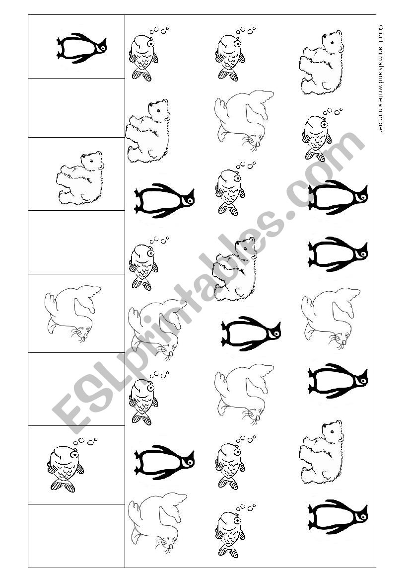 counting animals  worksheet