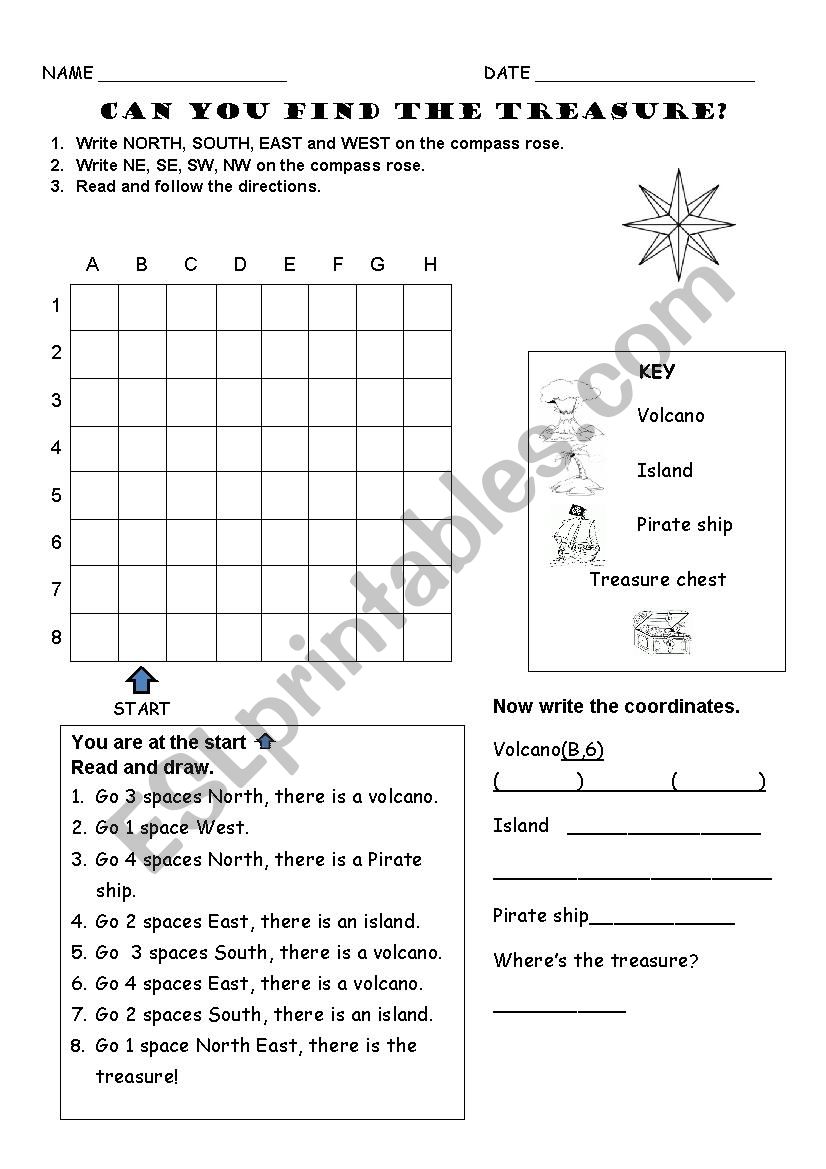 treasure hunt worksheet