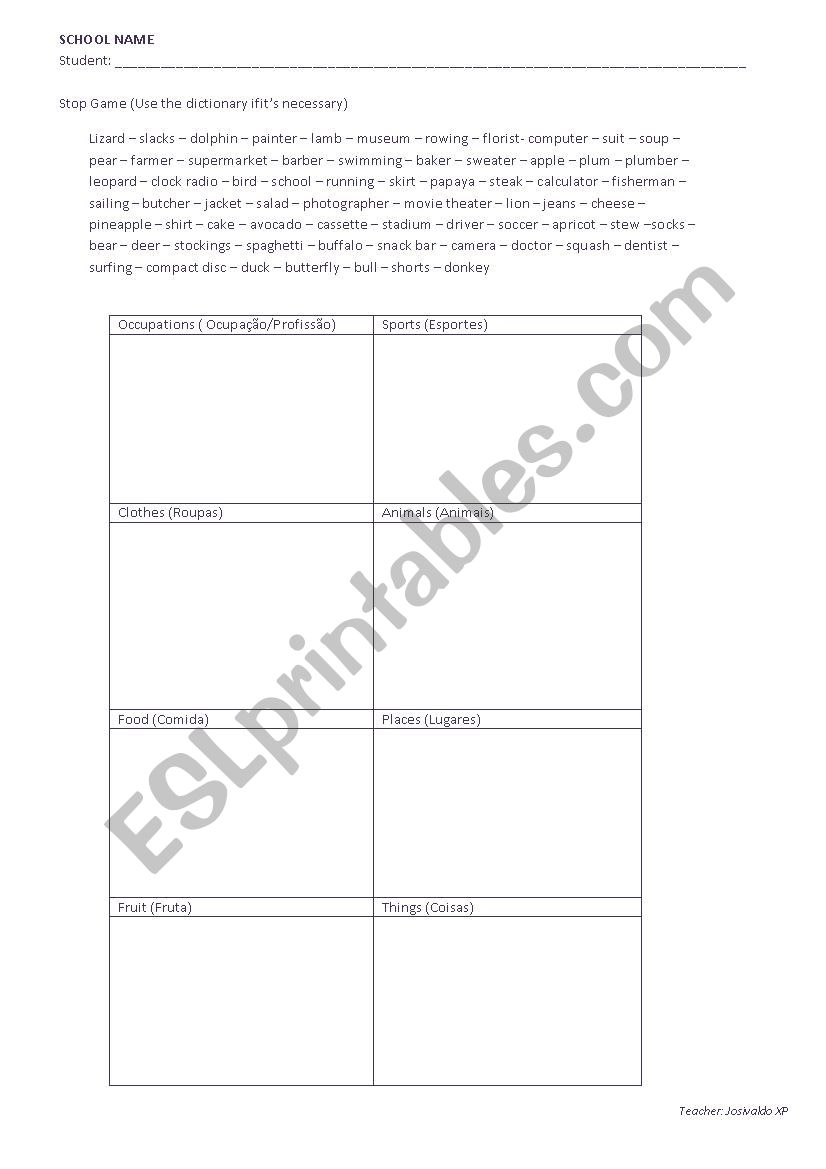 Vocabulary Practice worksheet