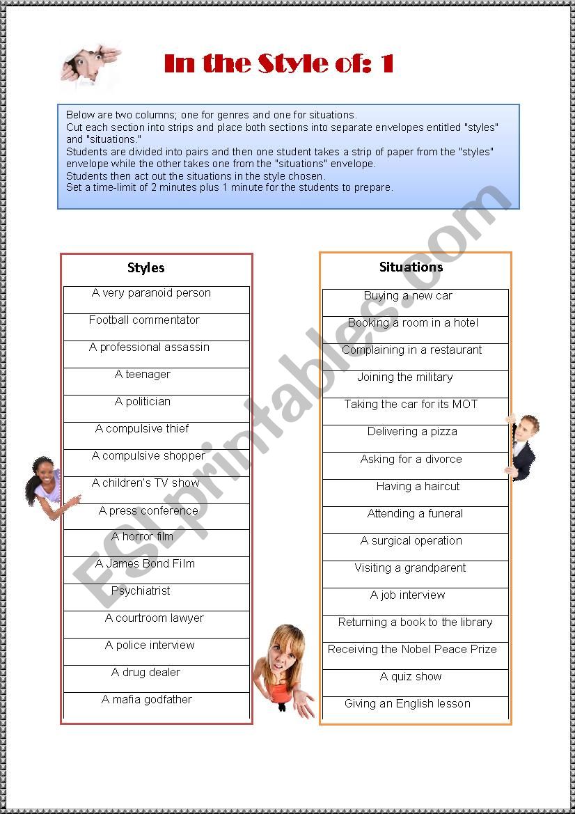 In the Style of 1 worksheet