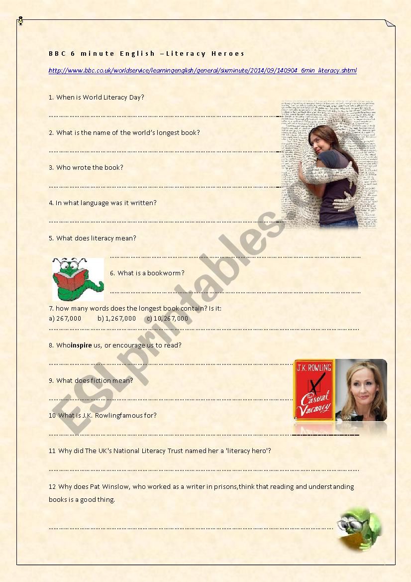 Literacy Heroes worksheet