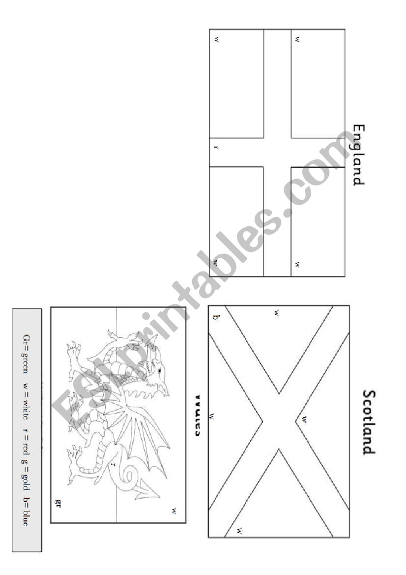 Color the UK flags! worksheet